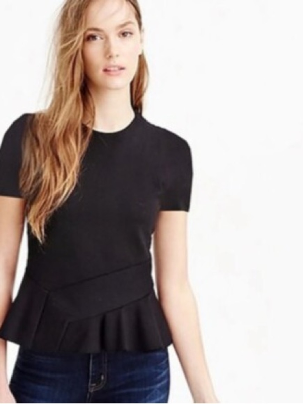 J Crew Black Short-Sleeve Peplum Top - Classic Style